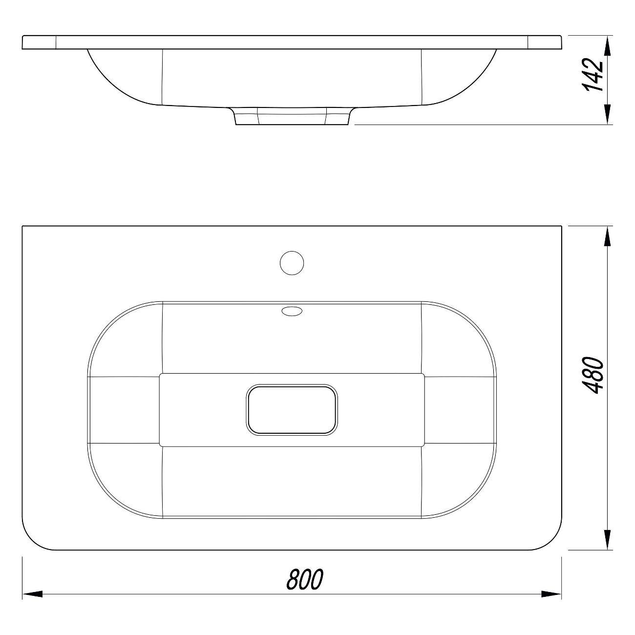 Раковина встраиваемая Uperwood Fate 80 Wh