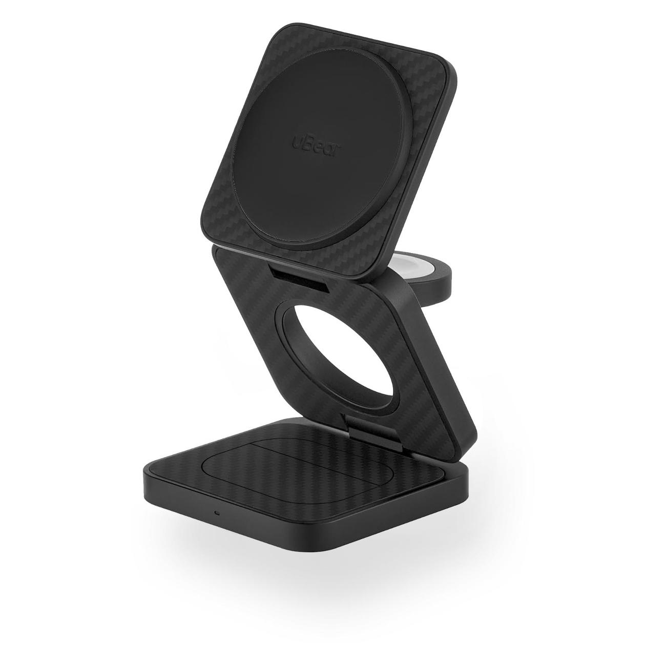 Беспроводное зарядное устройство uBear Balance 3 в 1 Kevlar, черный