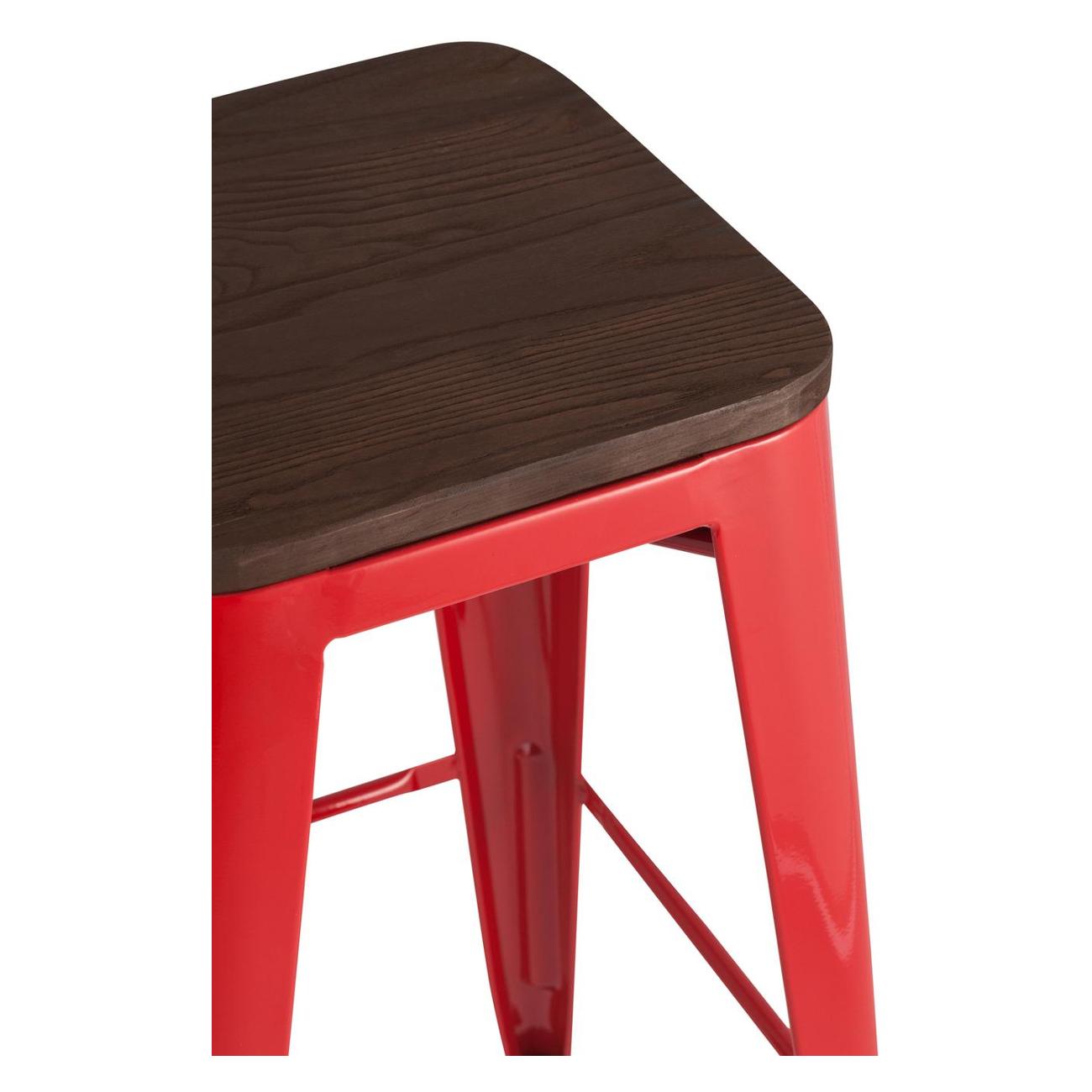 Стул барный Stool Group TOLIX красный глянцевый + темное дерево