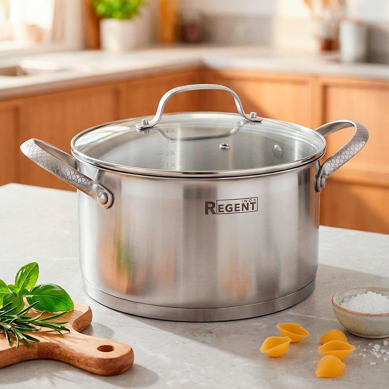 Кастрюля 20см/3.4л с крышкой REGENT inox SIRENA