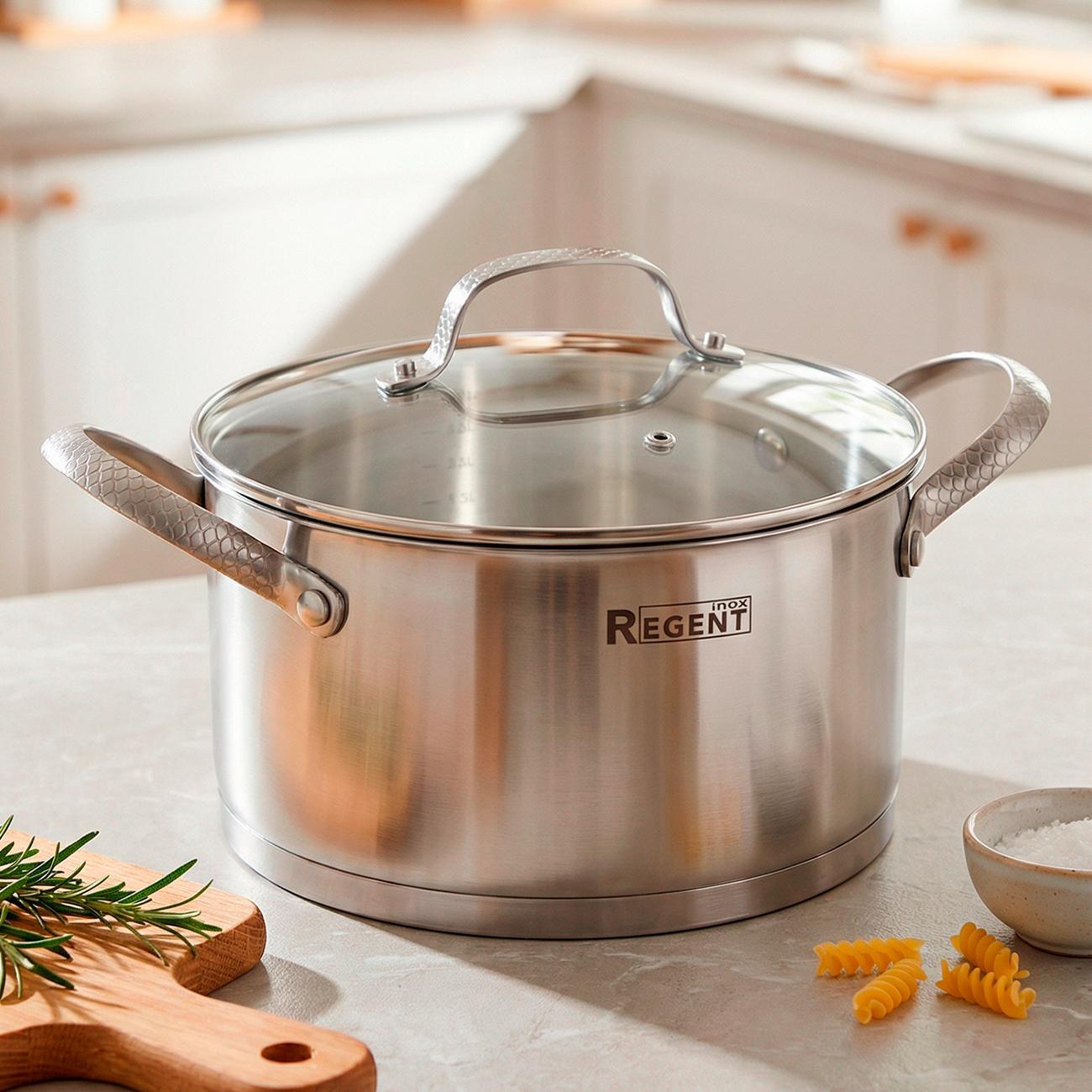 Кастрюля 22см/4.5л с крышкой REGENT inox SIRENA