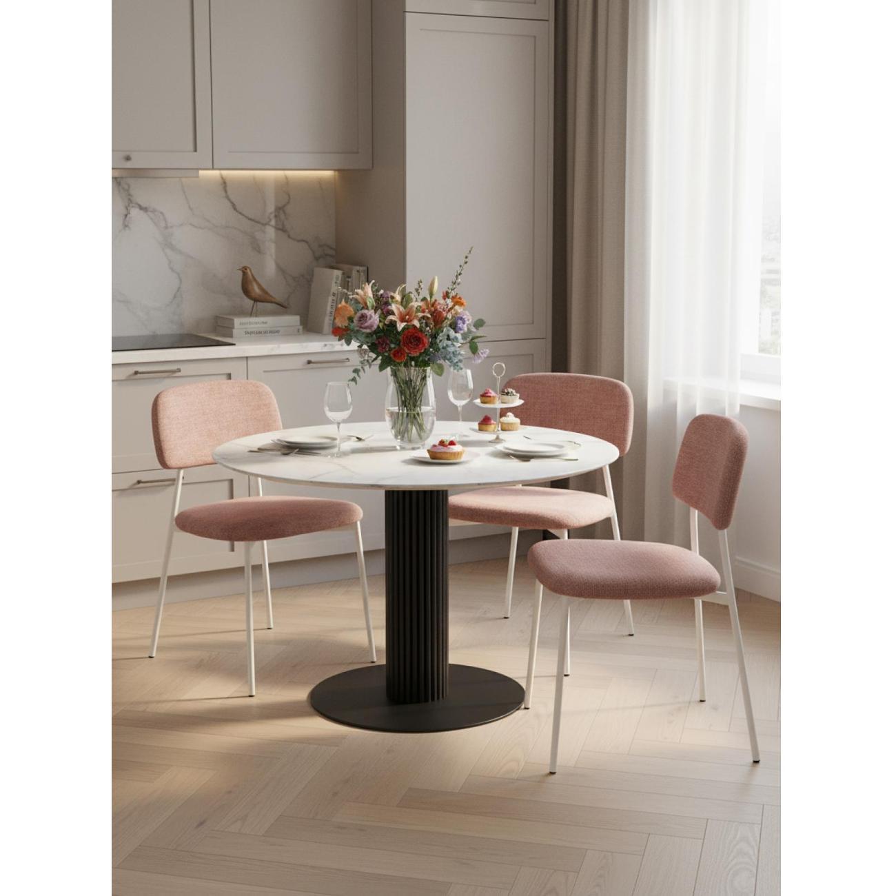 Стул обеденный Stool Group Chao, розовый, белые ножки (комплект 2шт)