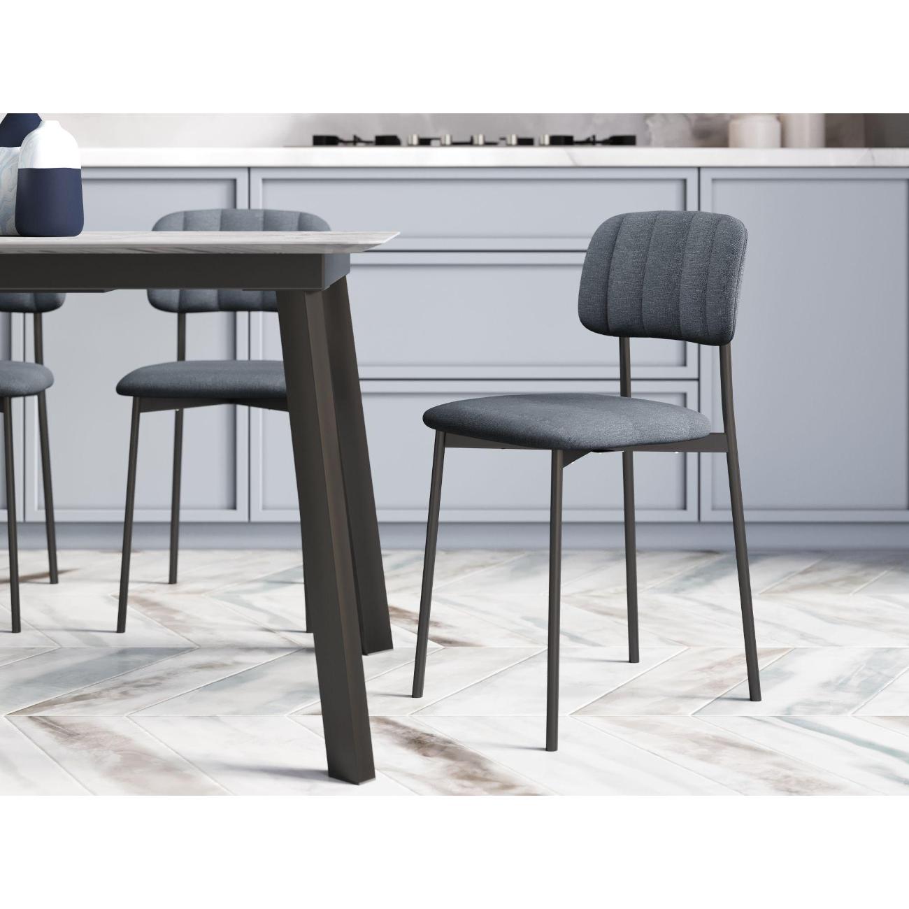 Стул обеденный Stool Group Майло, рогожка, серо-синий (комплект 4шт)