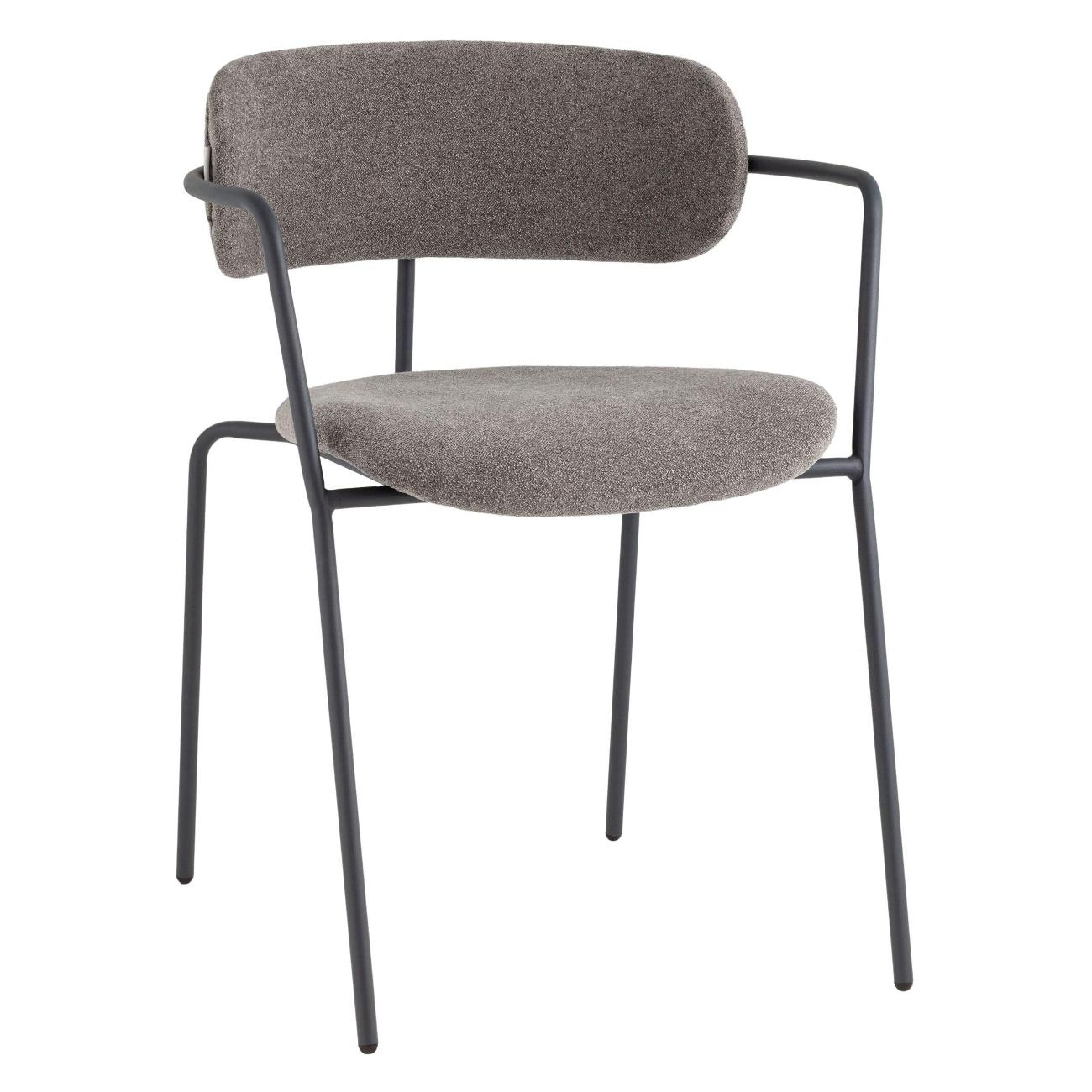 Стул обеденный Stool Group Дженни букле темно-серый каркас антрацитово-серый муар (комплект 2 стула)