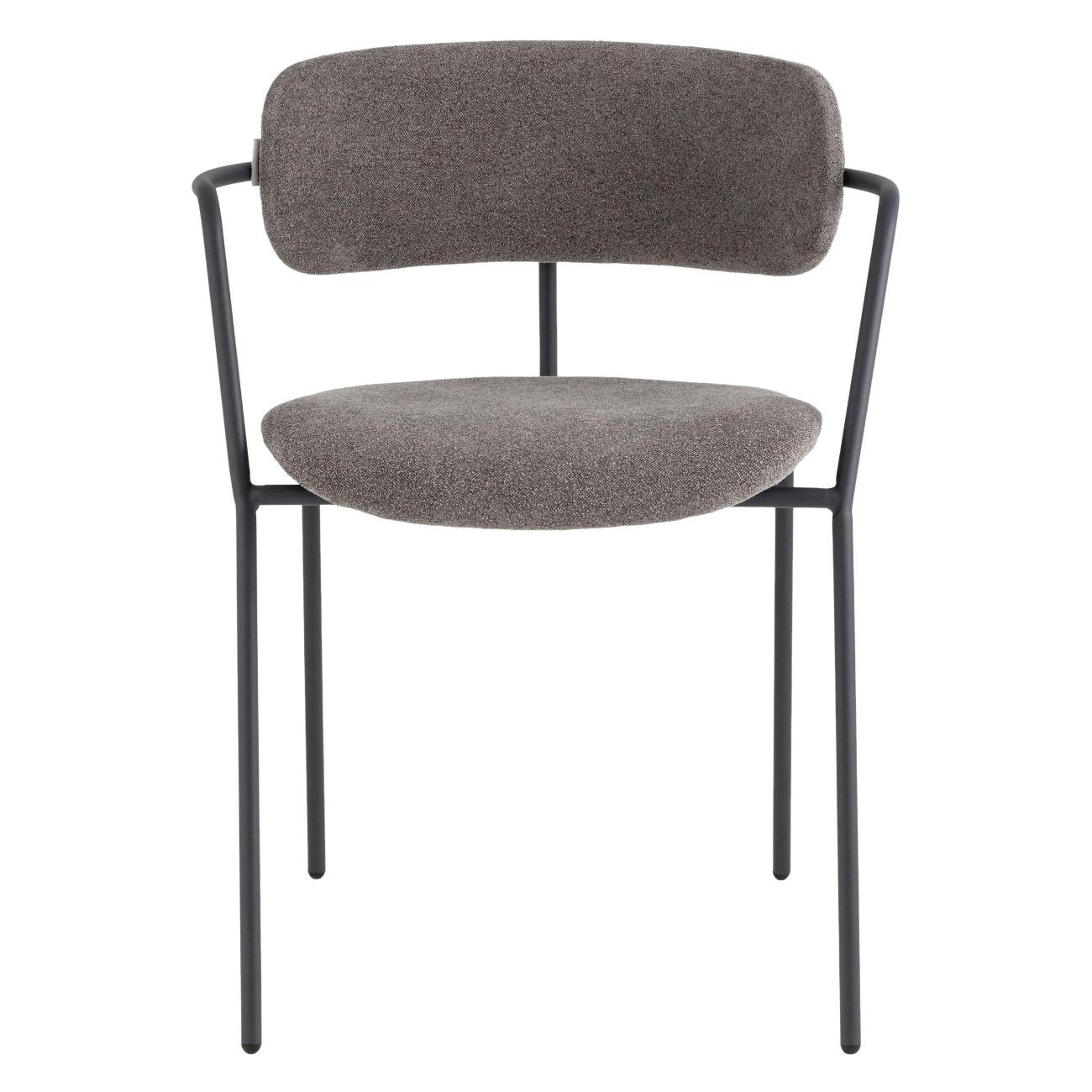 Стул обеденный Stool Group Дженни букле темно-серый каркас антрацитово-серый муар (комплект 2 стула)