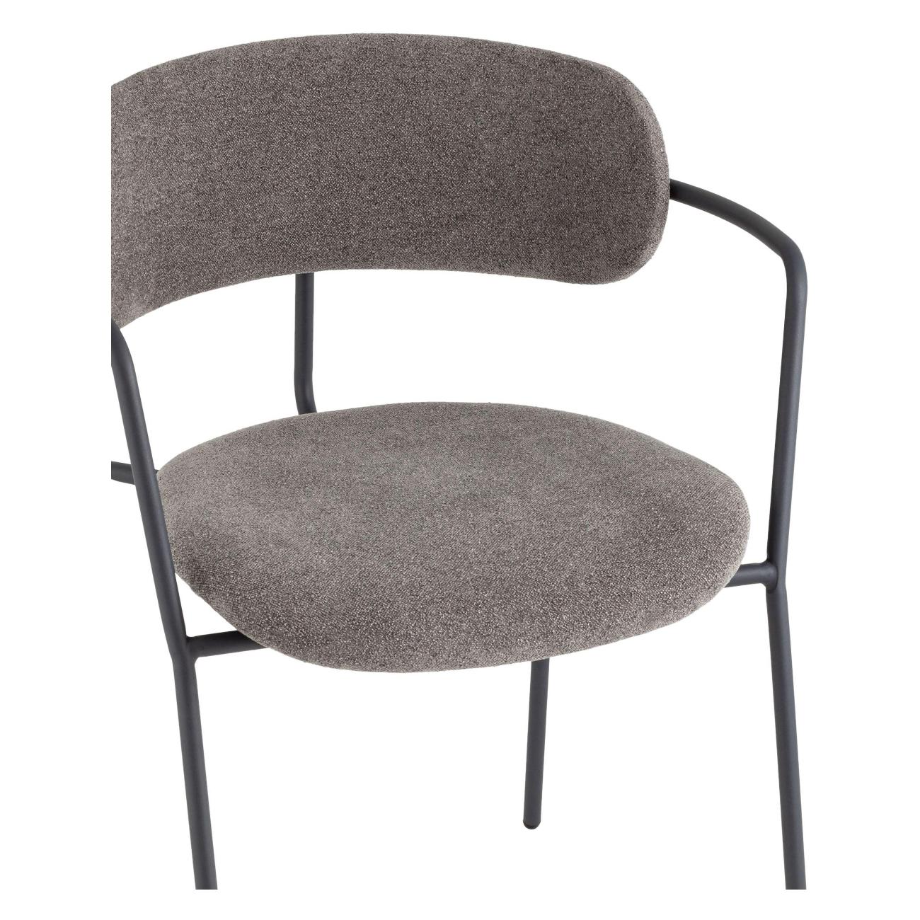 Стул обеденный Stool Group Дженни букле темно-серый каркас антрацитово-серый муар (комплект 2 стула)