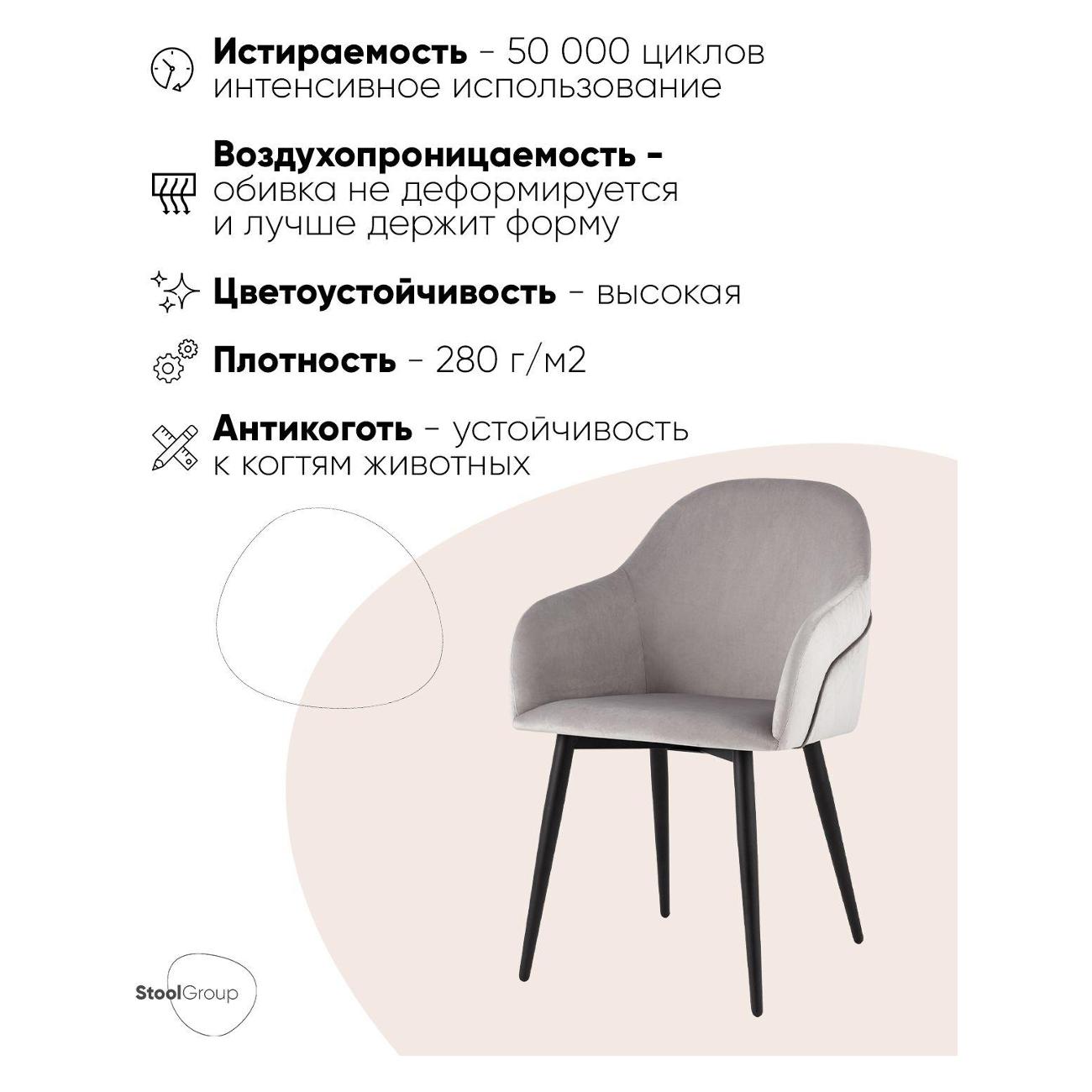 Стул обеденный Stool Group Новел New велюр светло-серый (комплект 2шт)