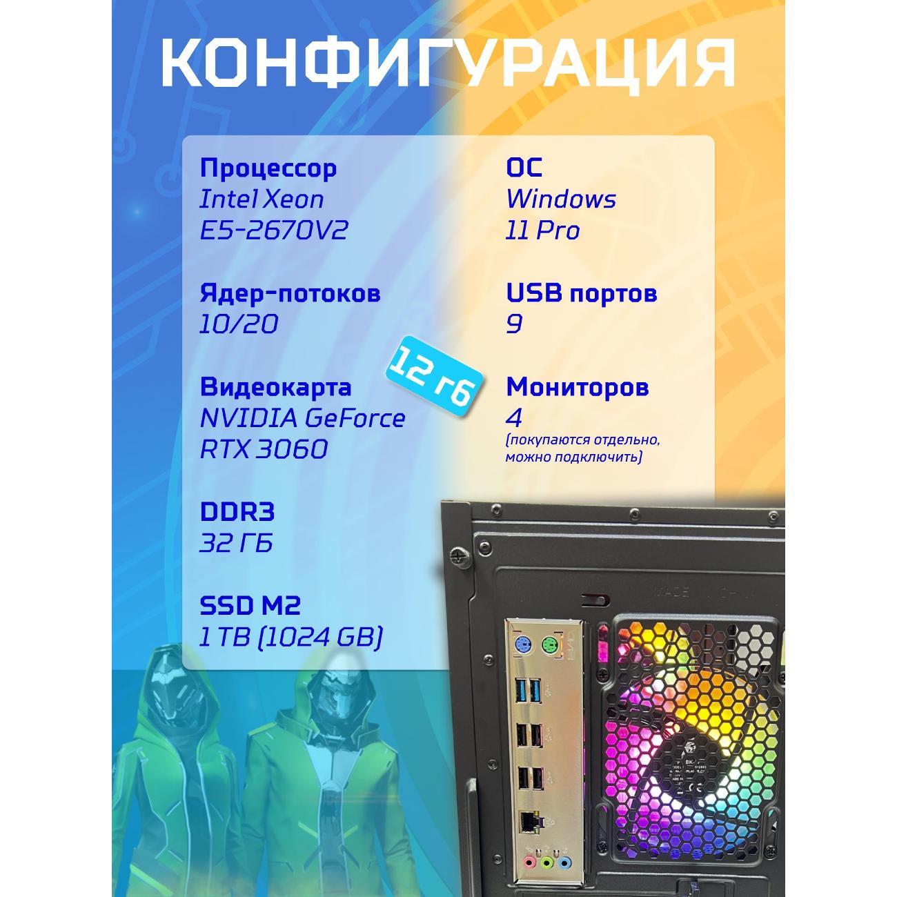 Компьютер БиГ! Комп Black Dragon Core i7 RTX 3060 W11 32GB 1TB V2 Plus