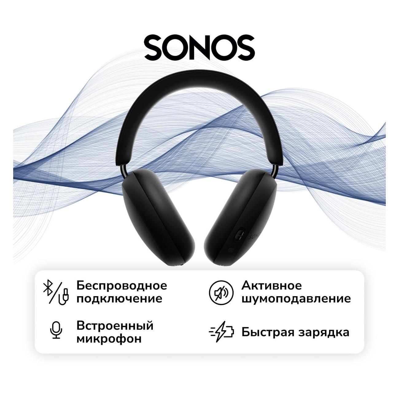 Наушники полноразмерные Bluetooth Sonos Ace ANC Cancelling Over черный