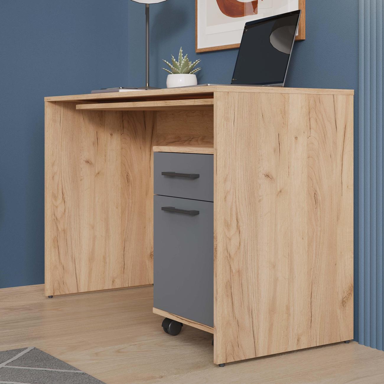 Стол компьютерный Трия Норман золотой серый (271899)