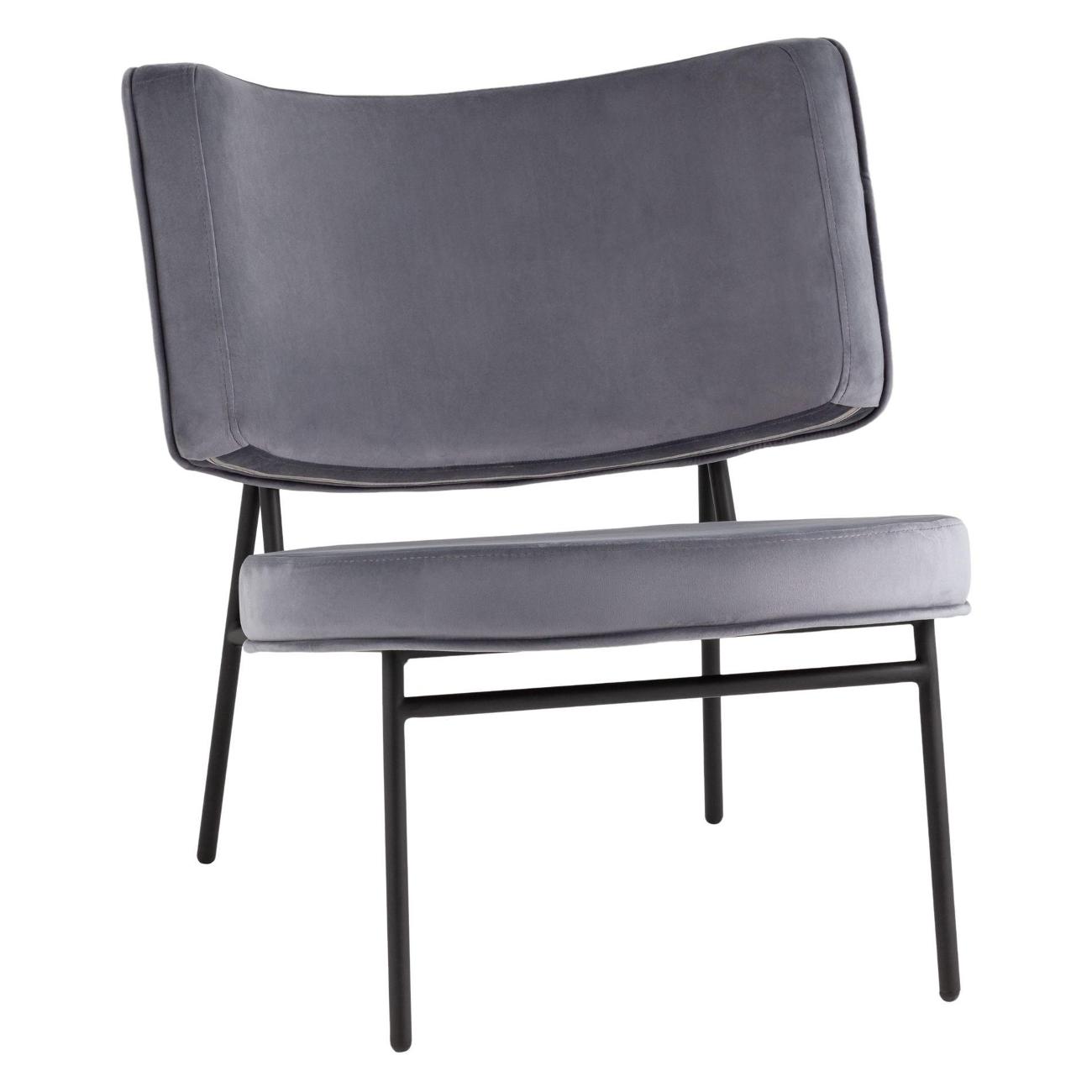 Кресло Stool Group District&nbsp;Lounge&nbsp;велюр&nbsp;серое