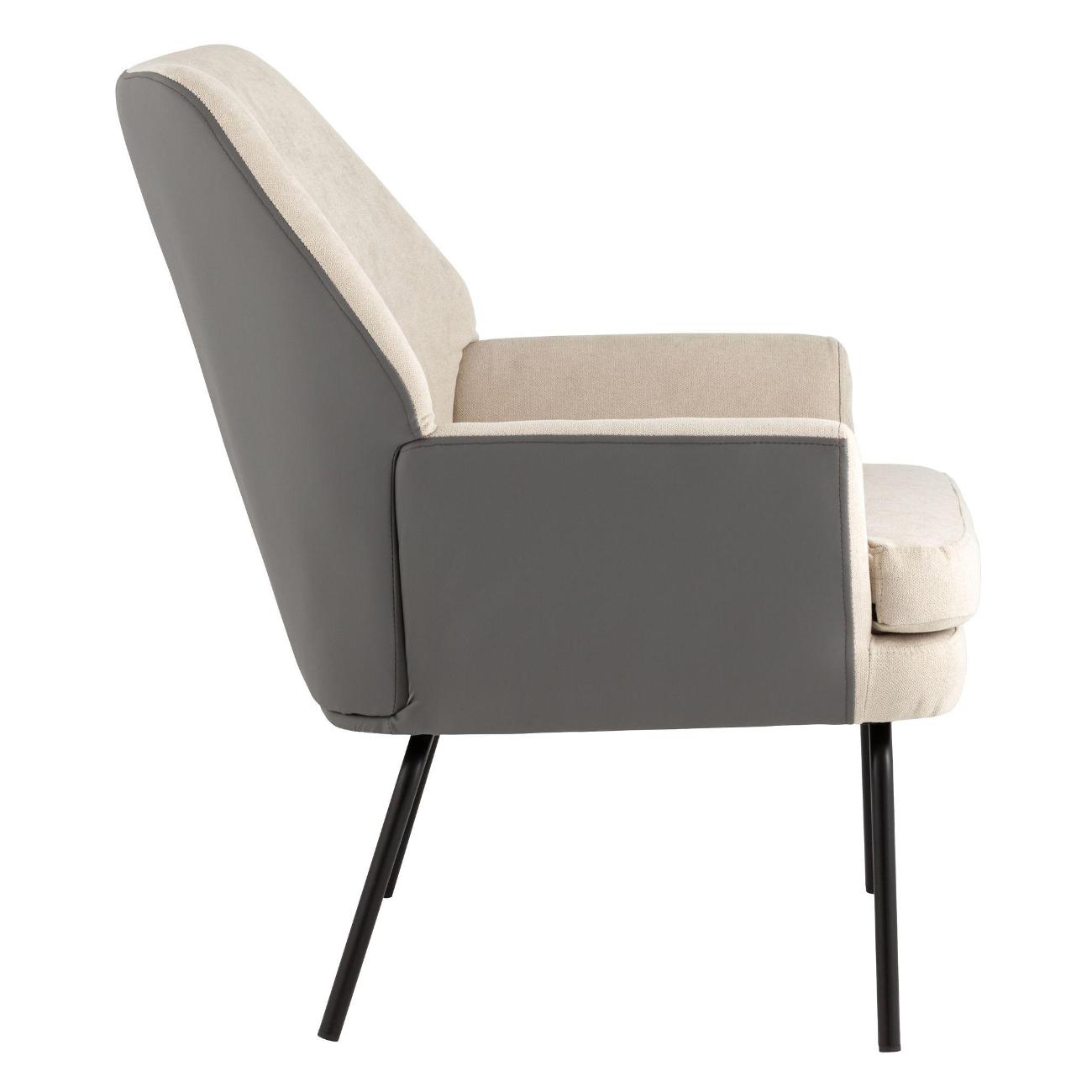 Кресло Stool Group Харви&nbsp;бежевое&nbsp;с&nbsp;серой&nbsp;экокожей