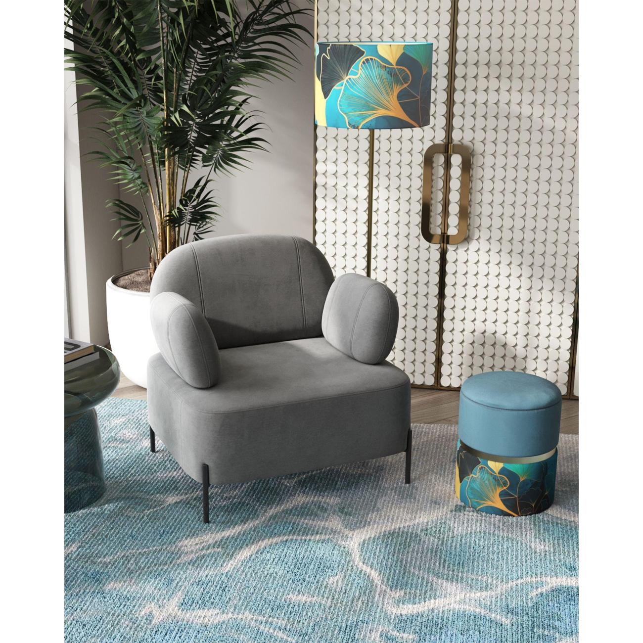 Кресло Stool Group Кэнди&nbsp;велюр&nbsp;серое