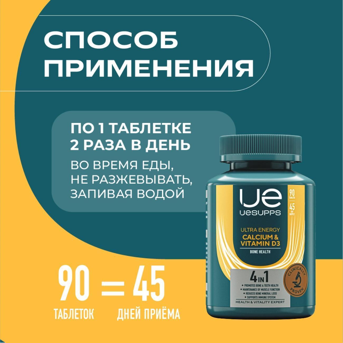 БАД для костей, суставов и связок UESUPPS Ultra Energy Vitamin D3 (UES020182)