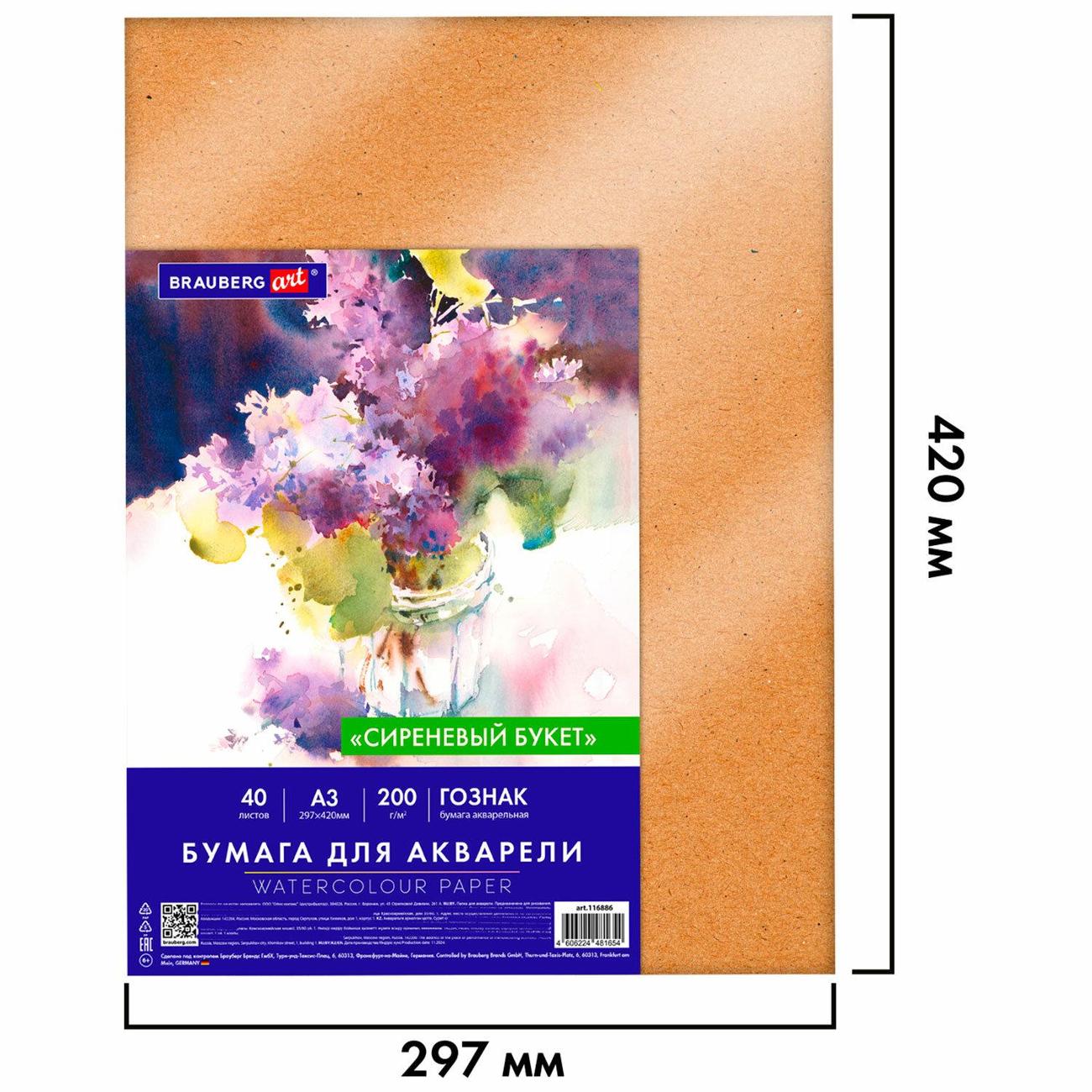 Бумага для акварели Brauberg 116886