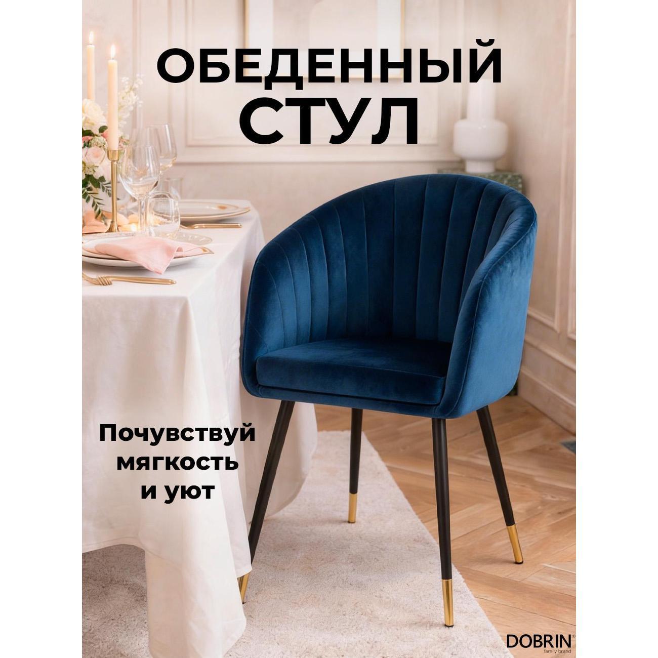 Стул обеденный DOBRIN Mary LM-7305 синий велюр