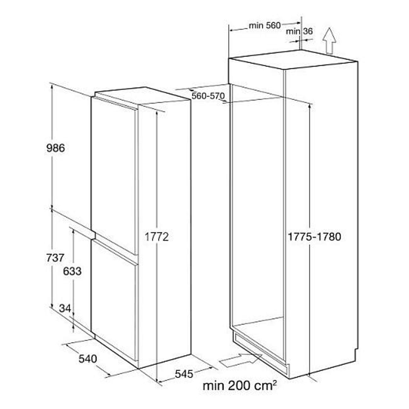 Встраиваемый холодильник комби Korting KSI 17860 CFL