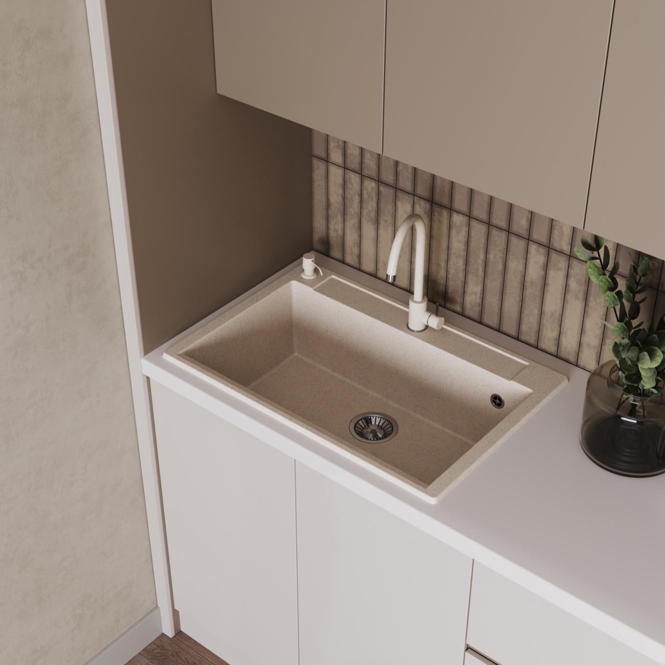 Мойка кухонная POLYGRAN ARGO-760 (№327 Кремовая)