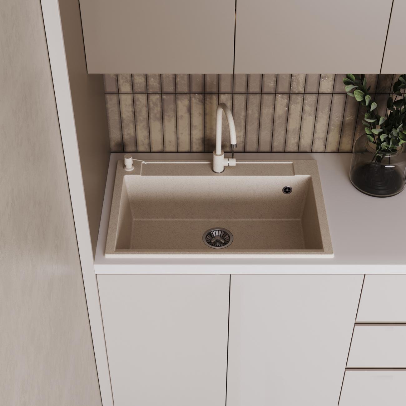 Мойка кухонная POLYGRAN ARGO-760 (№327 Кремовая)