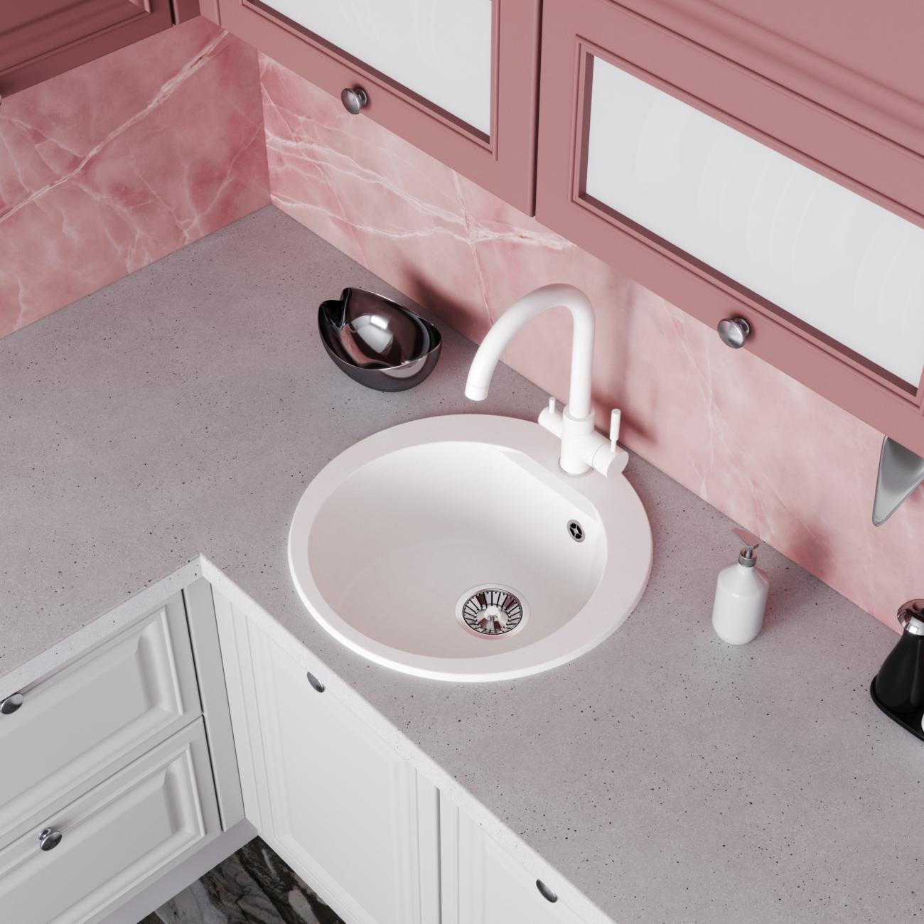 Мойка кухонная POLYGRAN ATOL-520 (№36 Белый Хлопок)