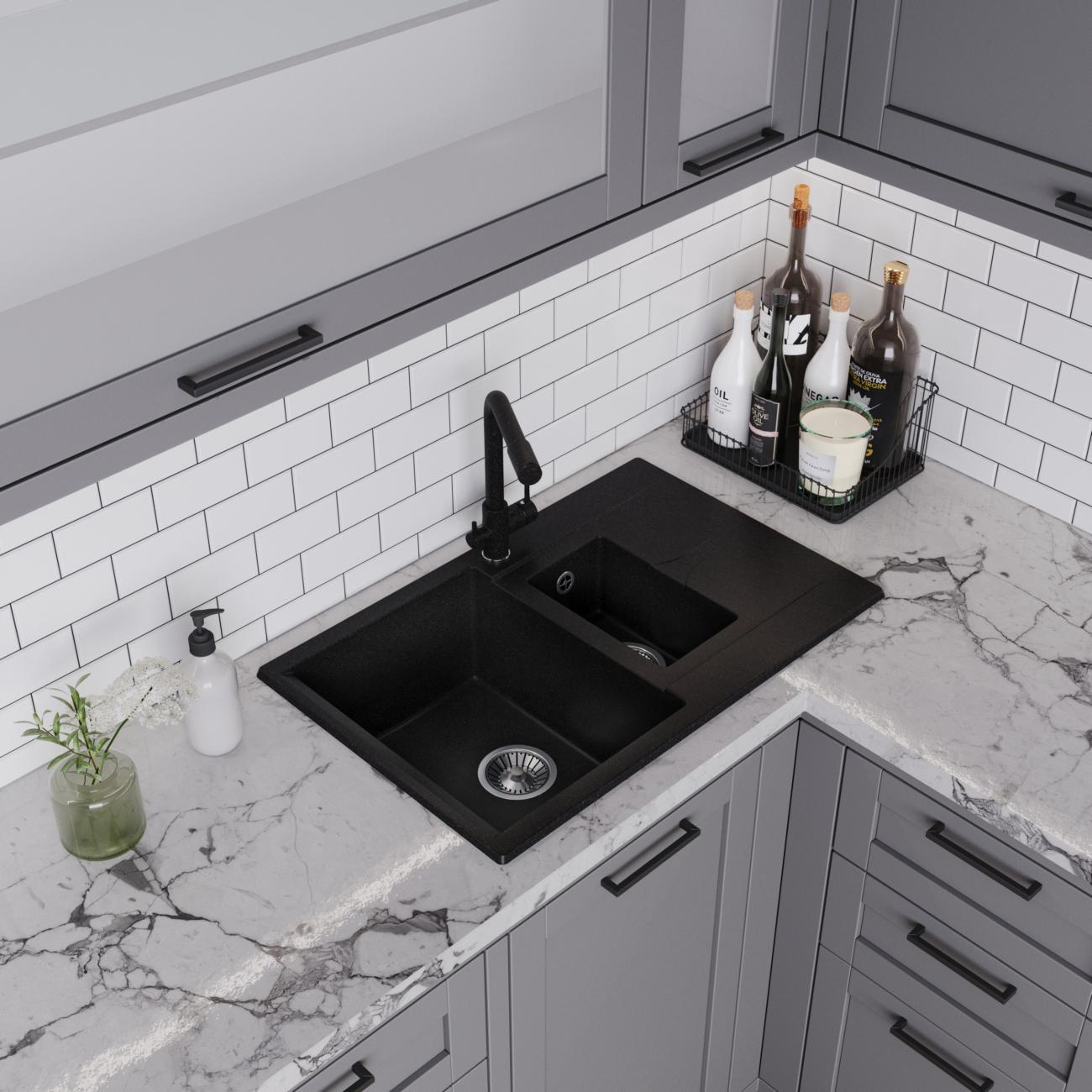 Мойка кухонная POLYGRAN BRIG-770 (№16 Черная)