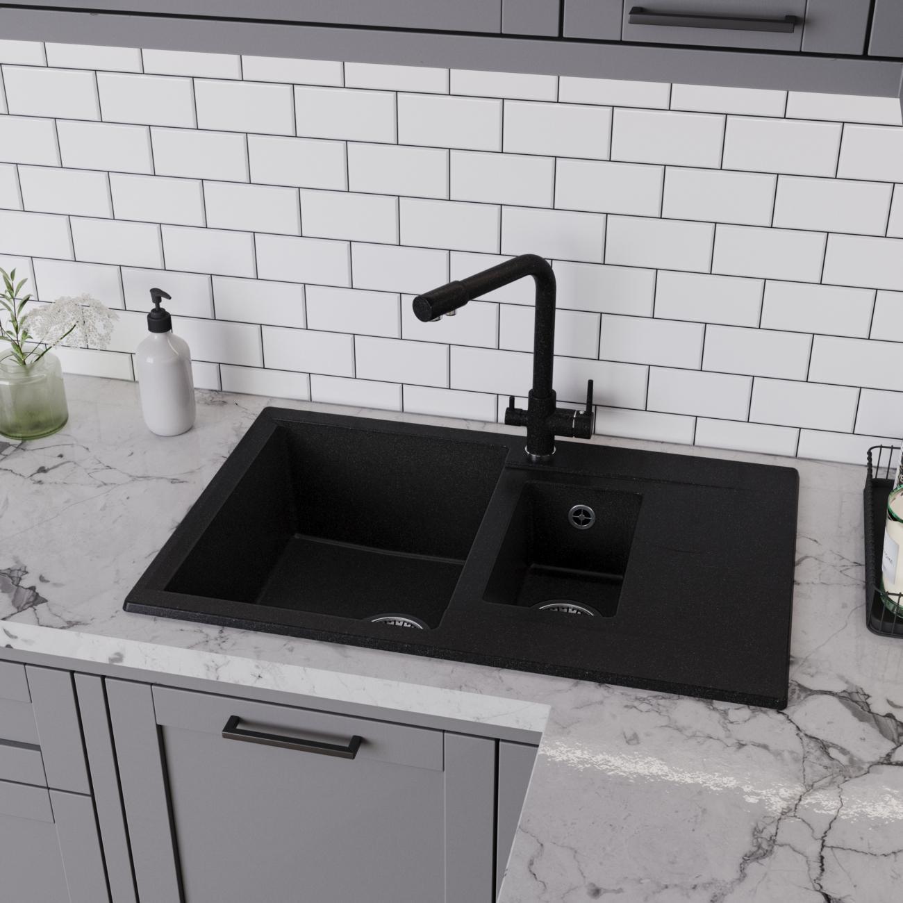 Мойка кухонная POLYGRAN BRIG-770 (№16 Черная)