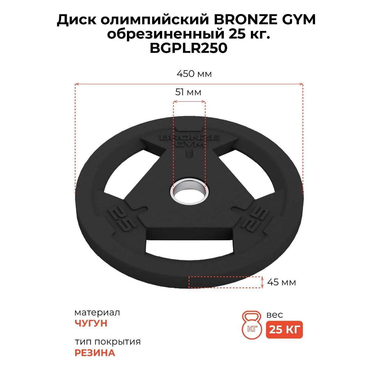 Диск обрезиненный Bronze Gym BGPLR250