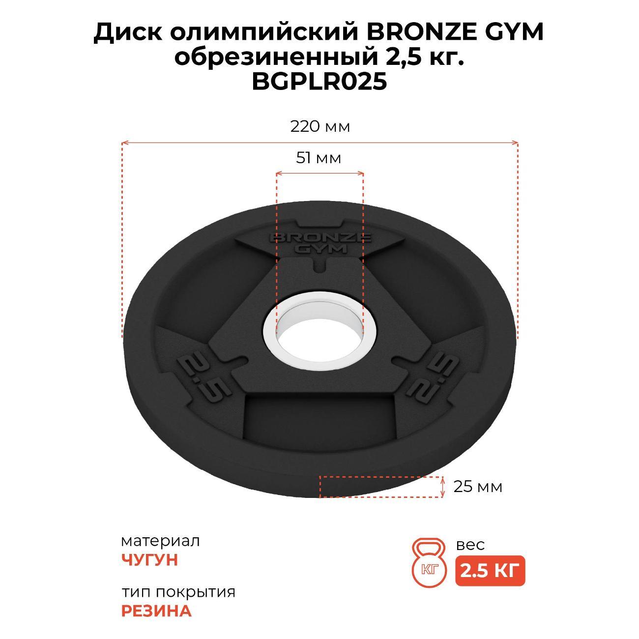 Диск обрезиненный Bronze Gym BGPLR025