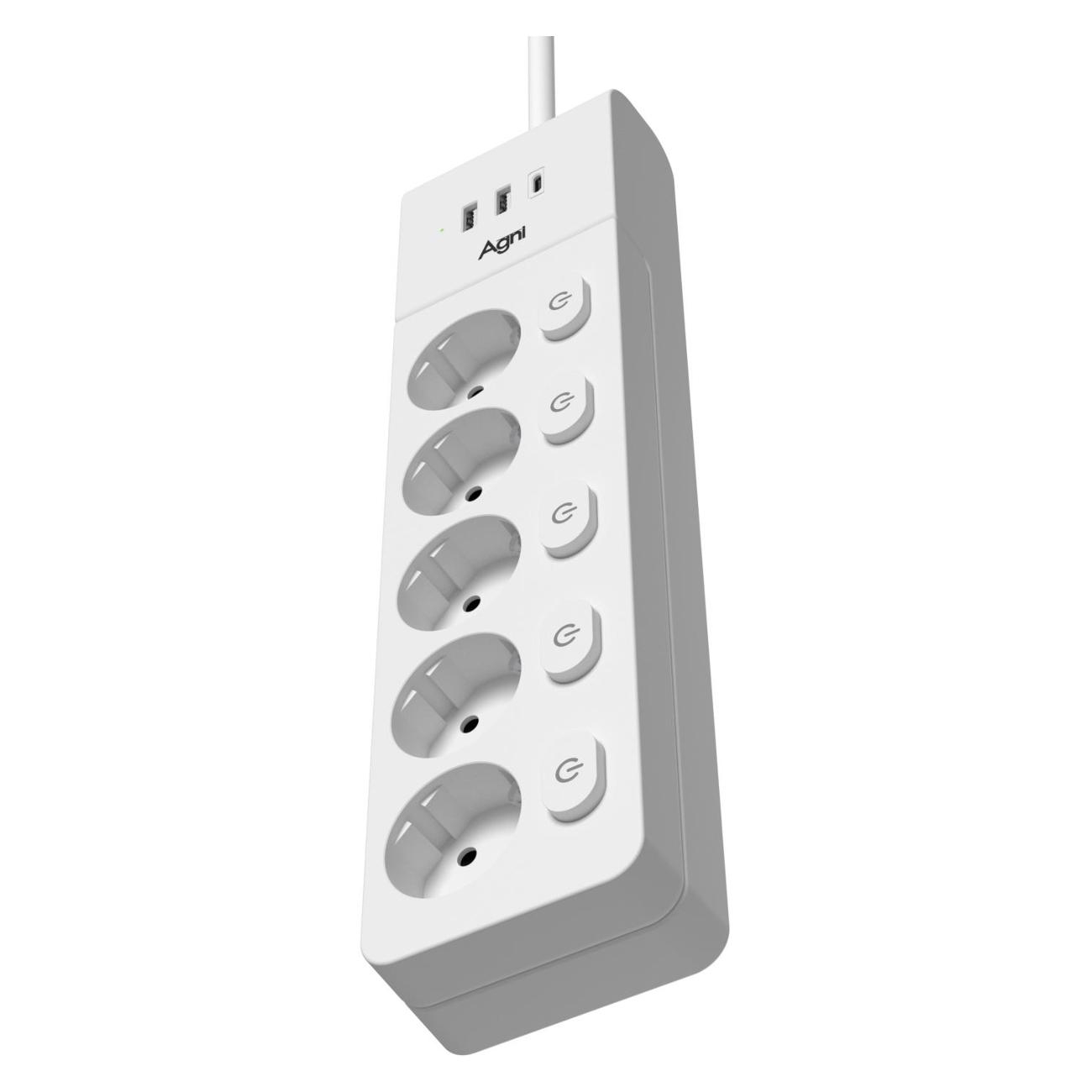 Сетевой фильтр AGNI TP-FI3U5E-C-2m-white