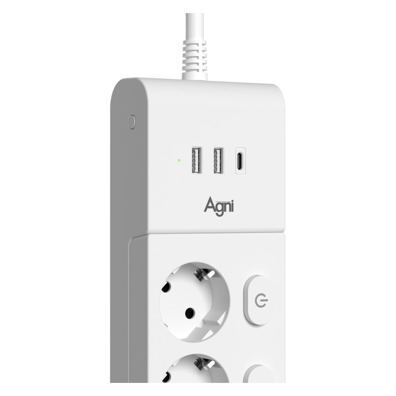 Сетевой фильтр AGNI TP-FI3U5E-C-2m-white
