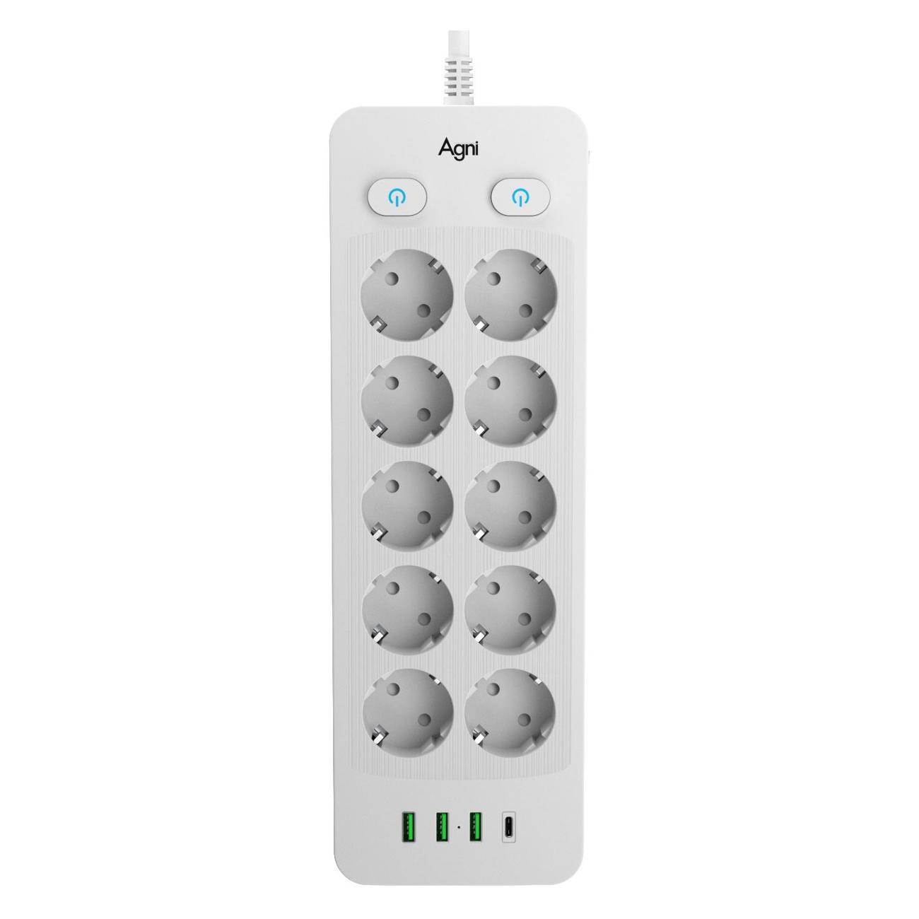 Сетевой фильтр AGNI TP-FO4U10E-С-2m-белый фото