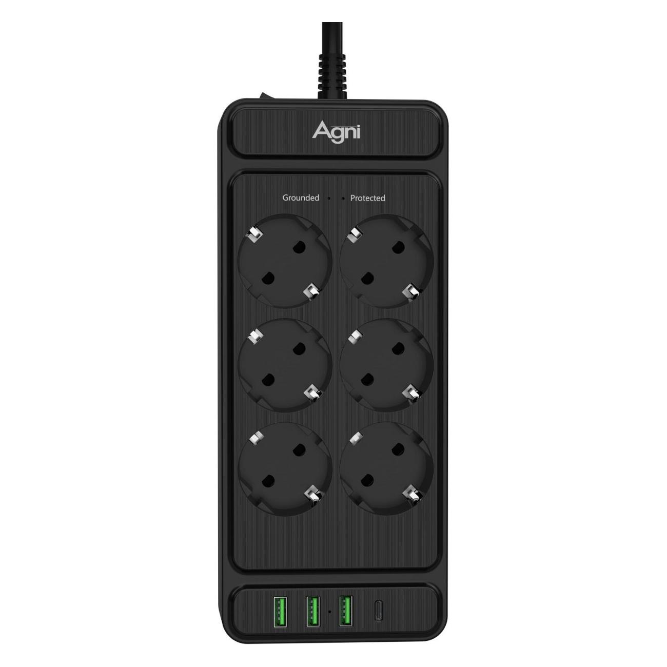 Сетевой фильтр AGNI TP-FS4U6E-C-2m-black