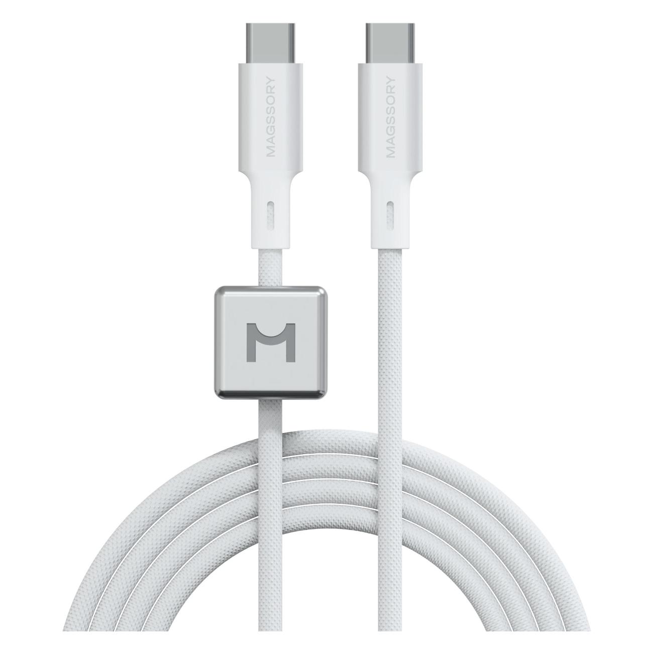 Кабель USB Type-C Magssory Dice C 240W Magnetic 2.4m USB-C Cable White