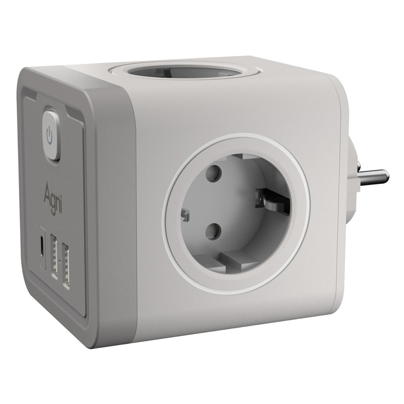 Тройник для розетки AGNI TP-WJ3U4E-C-white