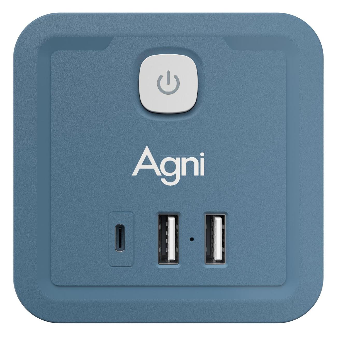 Тройник для розетки AGNI TP-WJ3U4E-C-blue