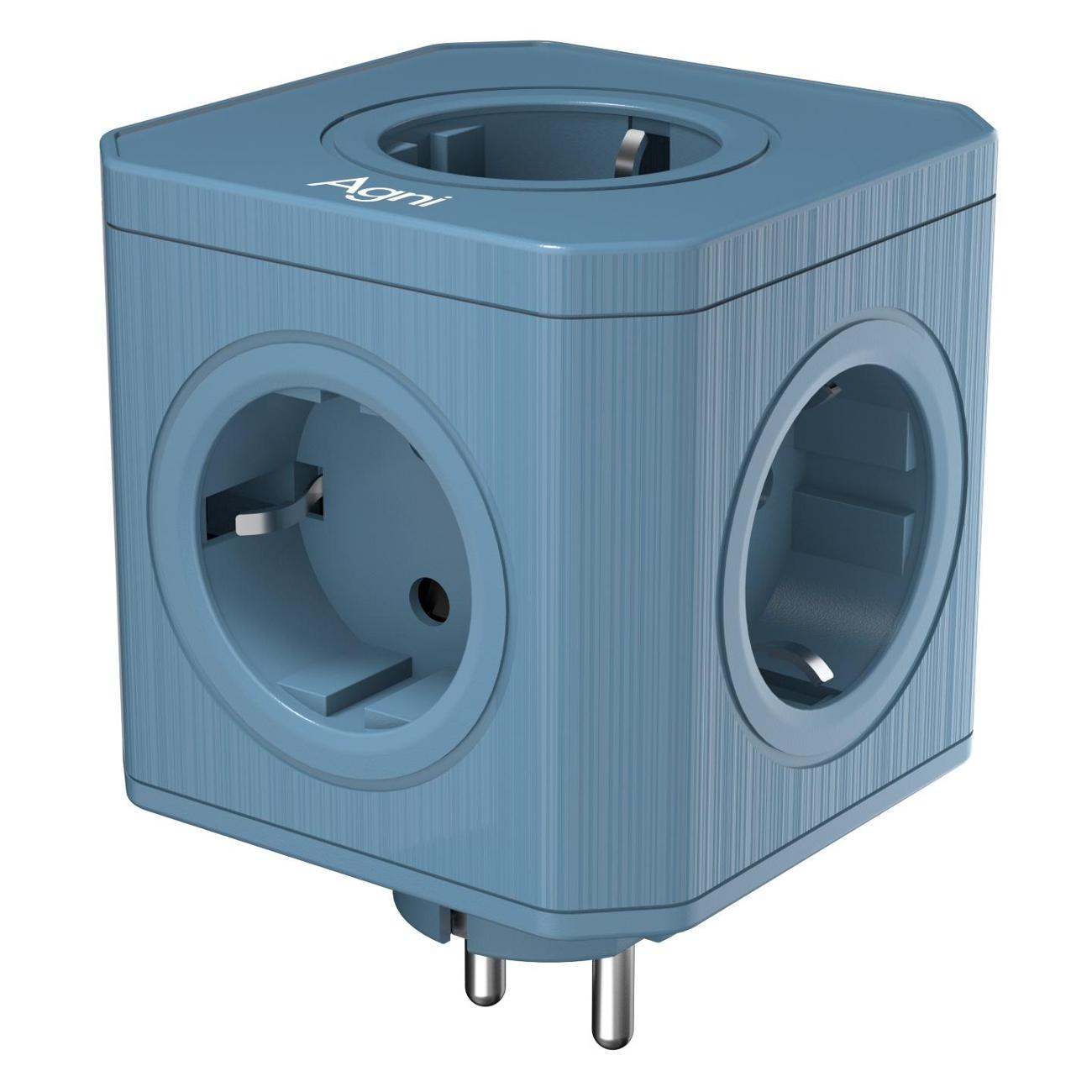 Тройник для розетки AGNI TP-VE5E-blue
