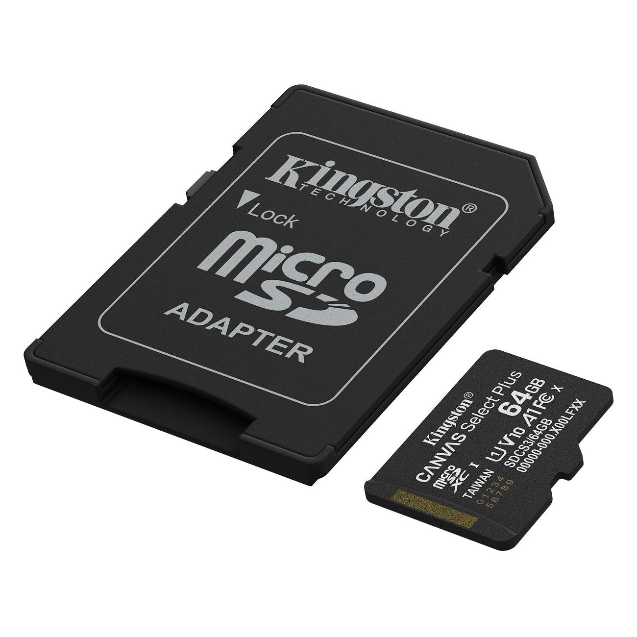 Карта памяти MicroSD Kingston Canvas Select Plus Gen3 64GB