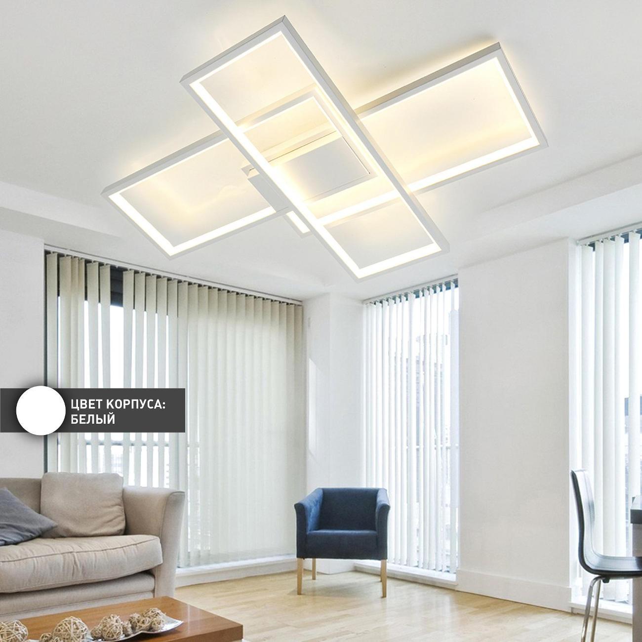 Люстра Estares SVEN 85W 3S-APP-690x470x80-WHITE/WHITE-220-IP20