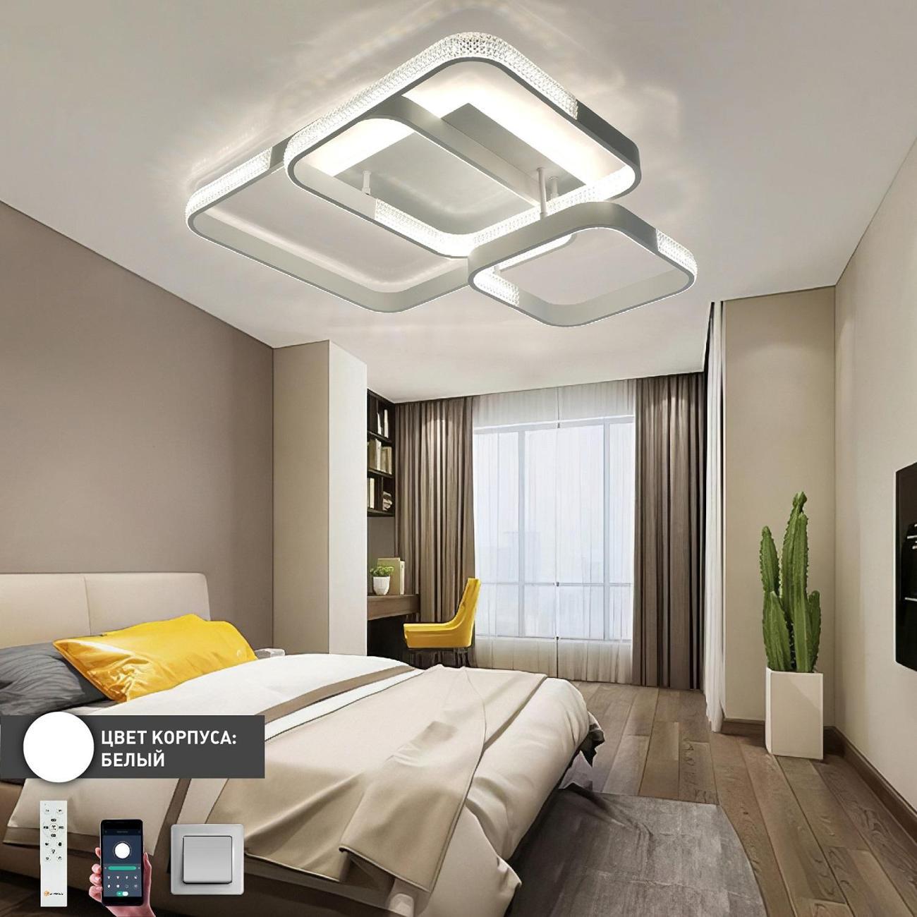 Люстра Estares MISTER 140W 4S-APP-720x660x160-WHITE/CLEAR-220-IP20