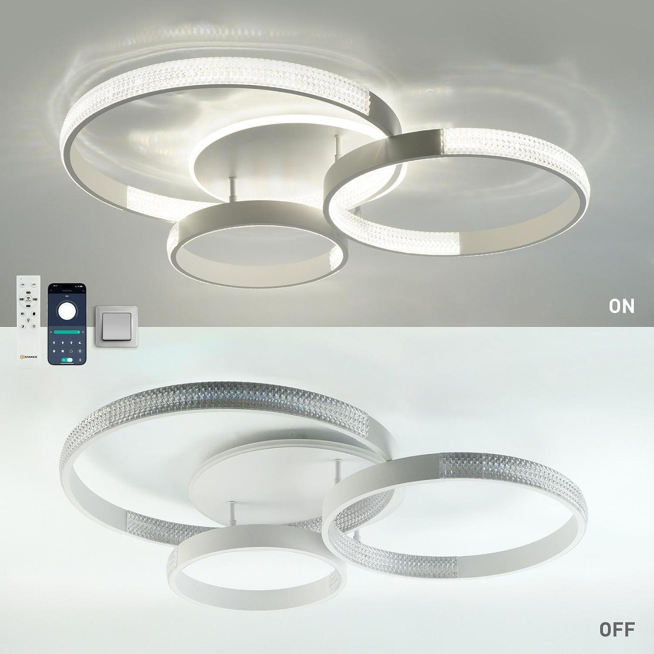 Люстра Estares MISS 120W 4R-APP-800x690x115-WHITE/CLEAR-220-IP20