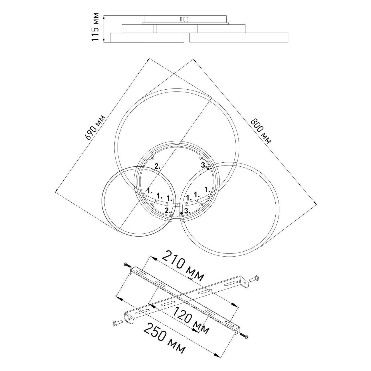 Люстра Estares MISS 120W 4R-APP-800x690x115-WHITE/CLEAR-220-IP20