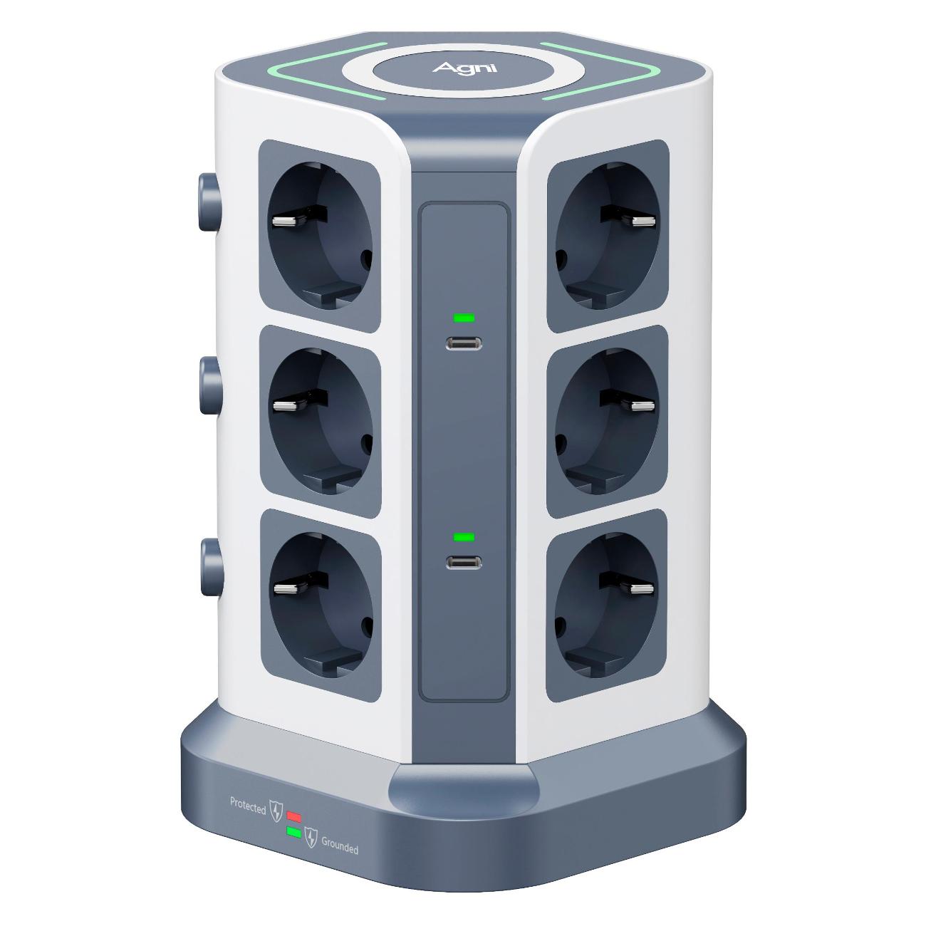 Сетевой фильтр AGNI TP-VG6U12E-C-W-2m-grey-white фото