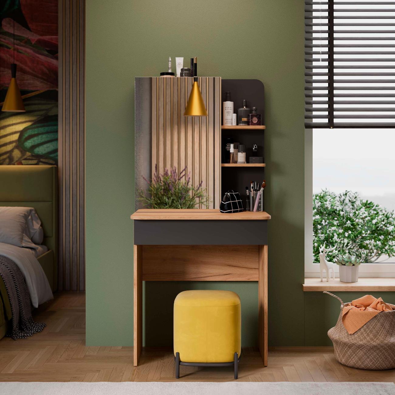 Столик туалетный Трия Майя дуб крафт золотой/серый графит