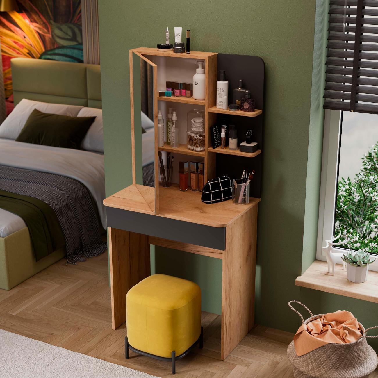 Столик туалетный Трия Майя дуб крафт золотой/серый графит