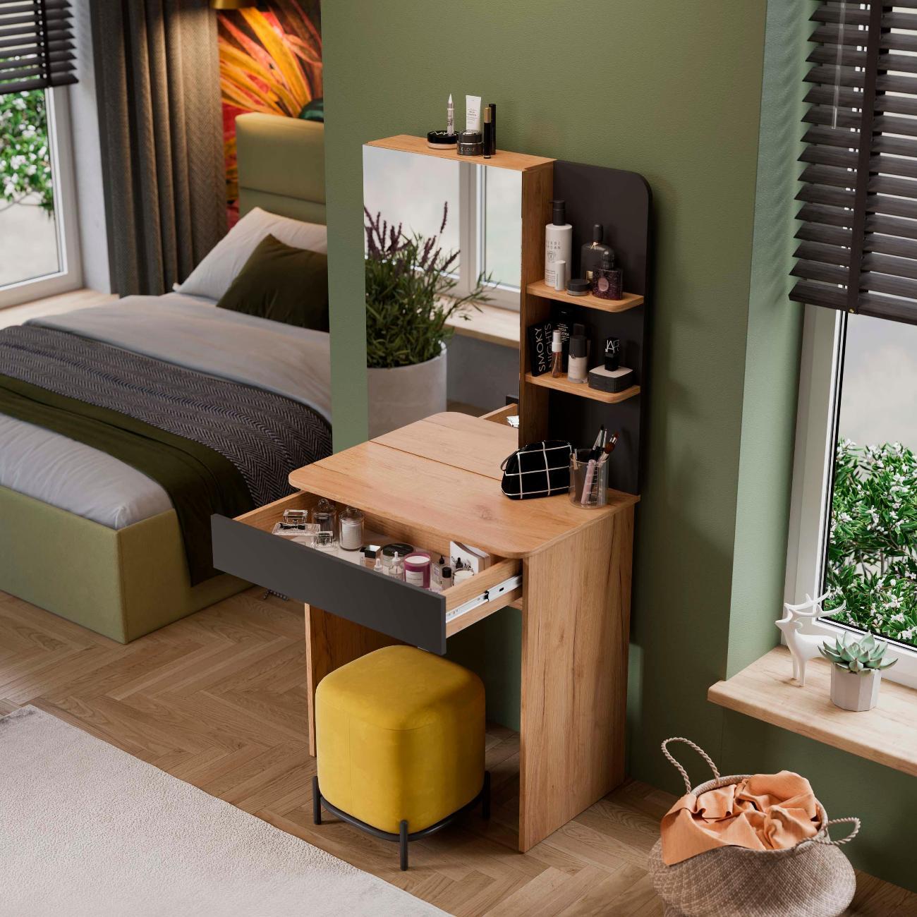 Столик туалетный Трия Майя дуб крафт золотой/серый графит