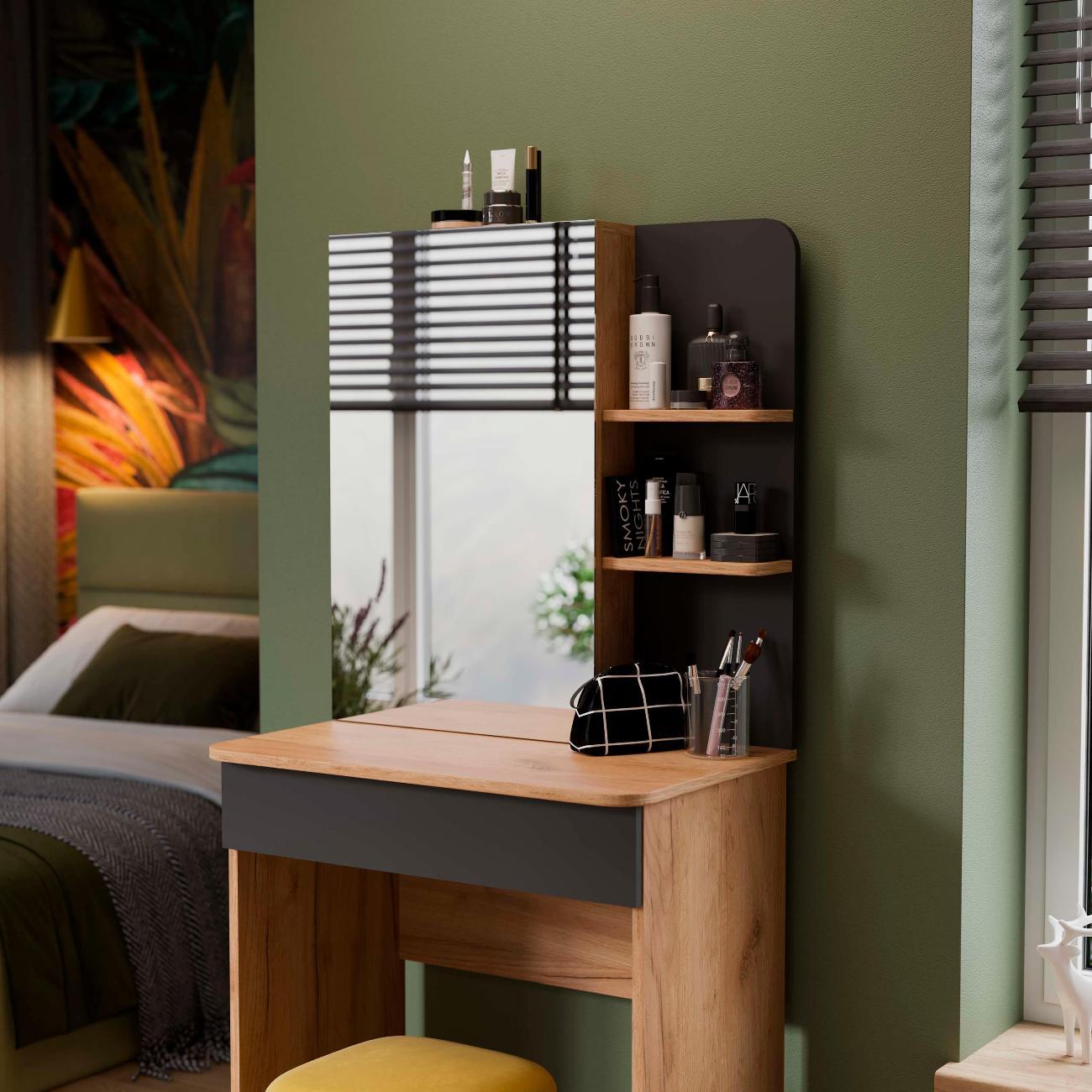 Столик туалетный Трия Майя дуб крафт золотой/серый графит