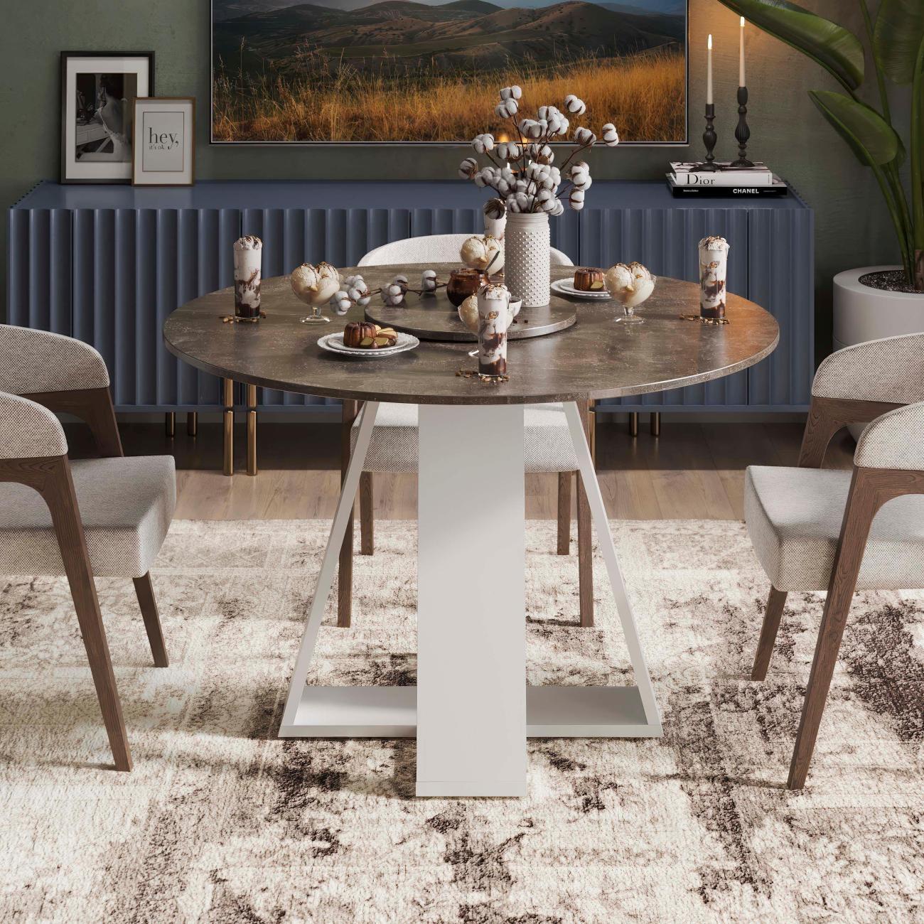 Стол обеденный Трия Райнер белый/ателье темный