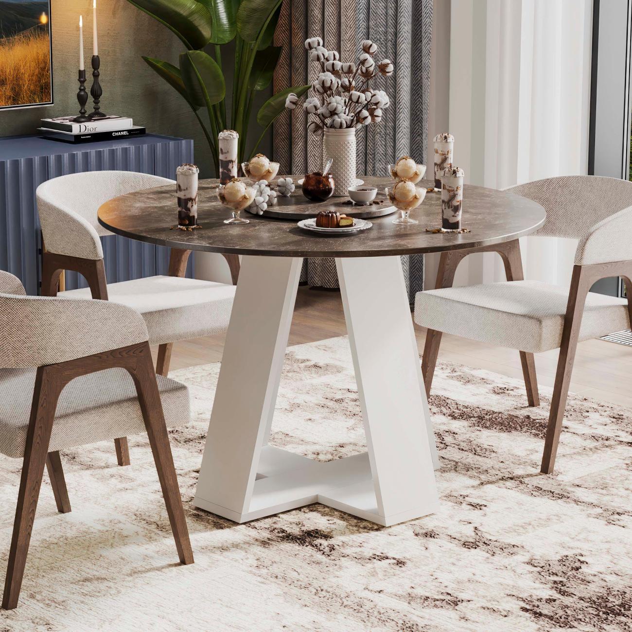 Стол обеденный Трия Райнер белый/ателье темный