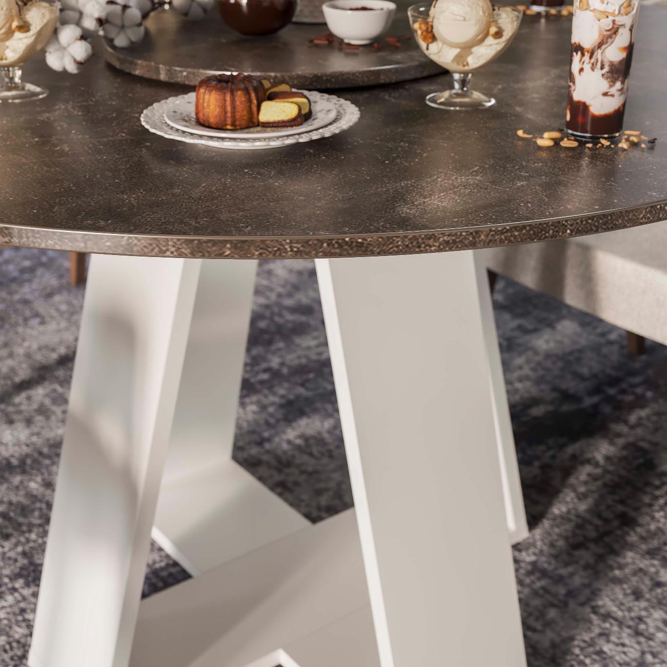 Стол обеденный Трия Райнер белый/ателье темный