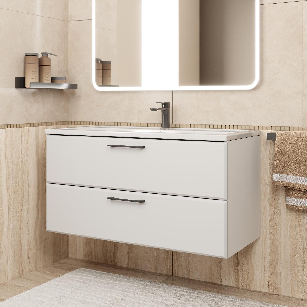 Тумба под раковину Uperwood Foster New 100 см, подвесная, белая